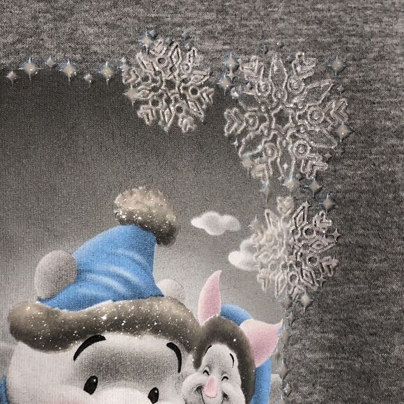 Winnie the Pooh Winter Sweatshirt Women Small Gray Christmas Disney Store Piglet - Picture 3 of 9